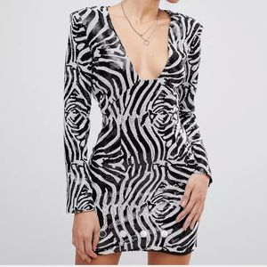 Missguided zebra print mini sequin dress